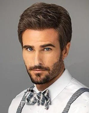 Men's Short Straight Brown Wig - Image 3
