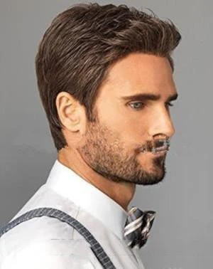 Men's Short Straight Brown Wig - Image 5