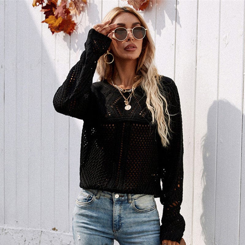 Mesh Crochet Knit Sweater - Image 2