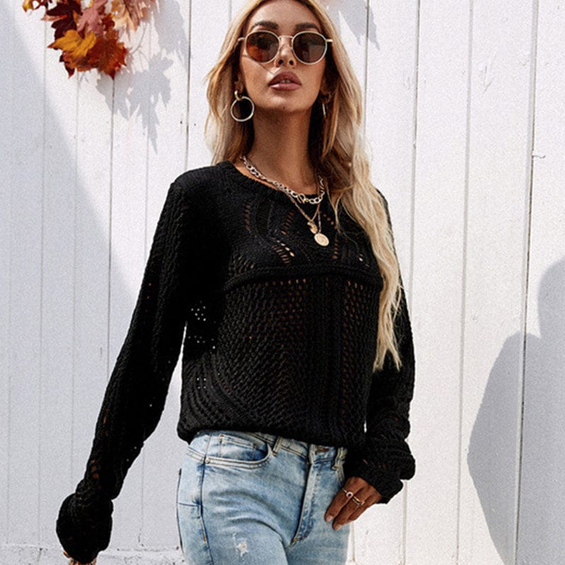 Mesh Crochet Knit Sweater - Image 3
