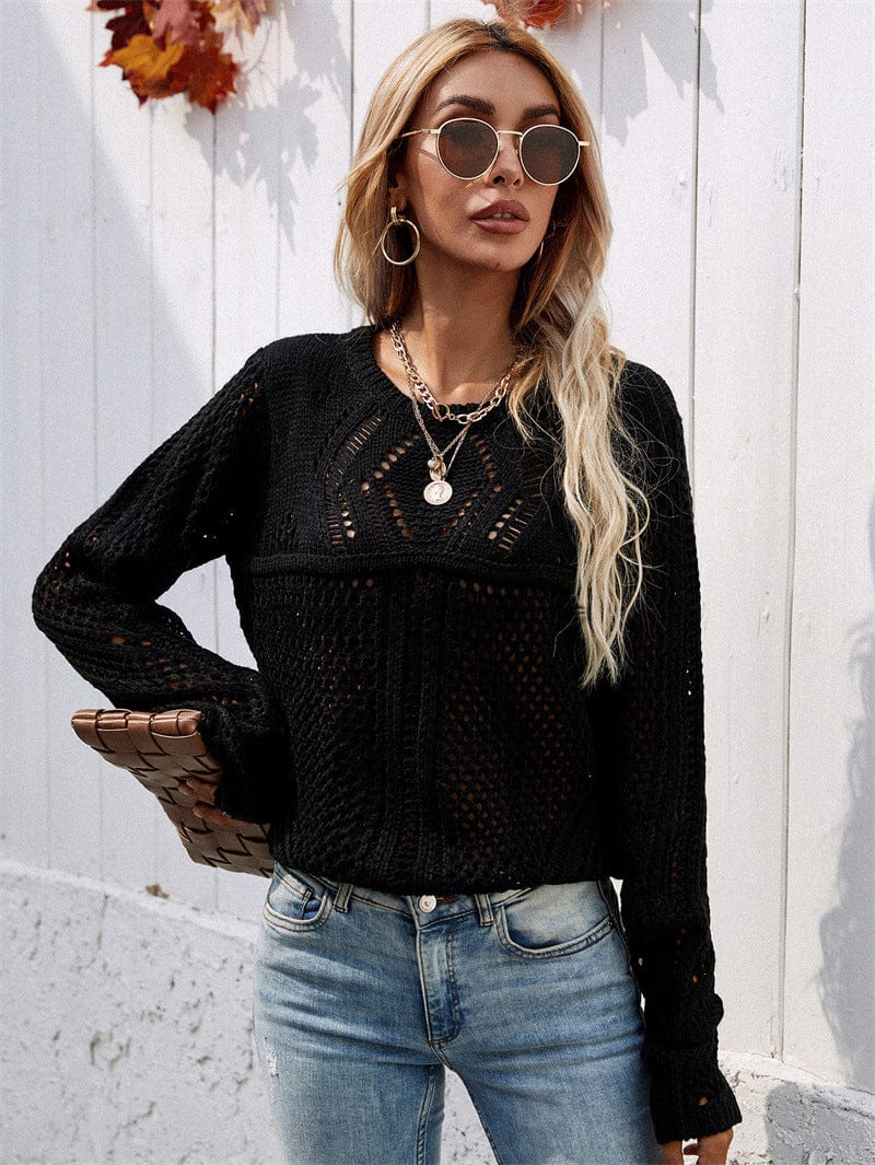 Mesh Crochet Knit Sweater - Image 4