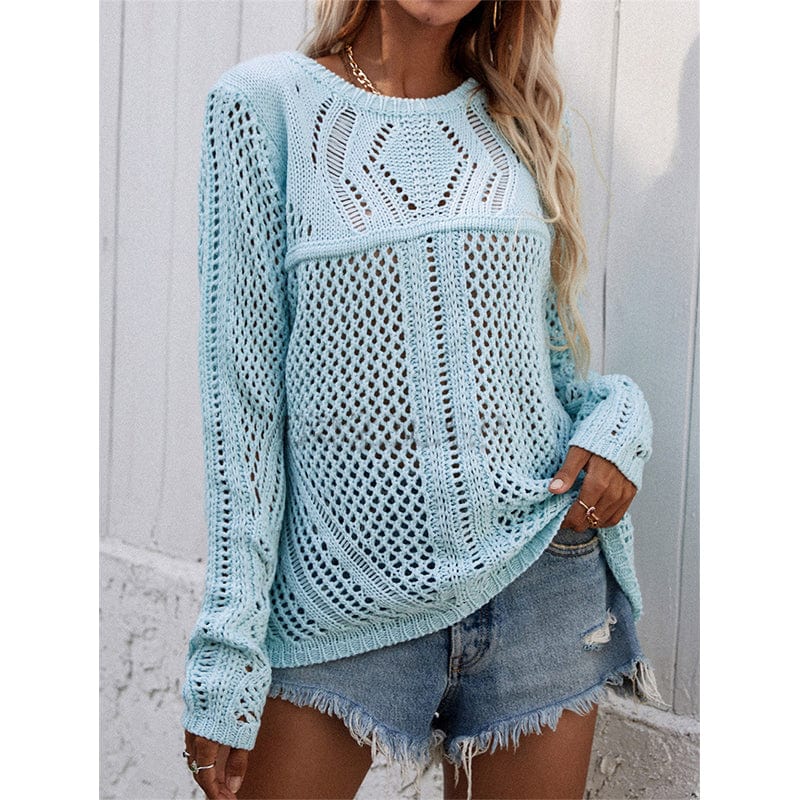 Mesh Crochet Knit Sweater - Image 6