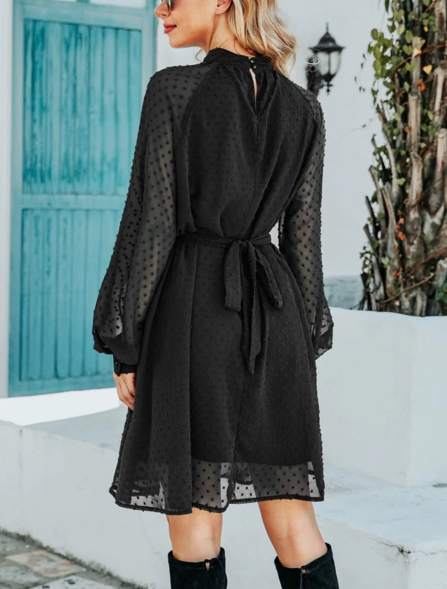 Mesh Sleeve Tie Back Dress - Image 2
