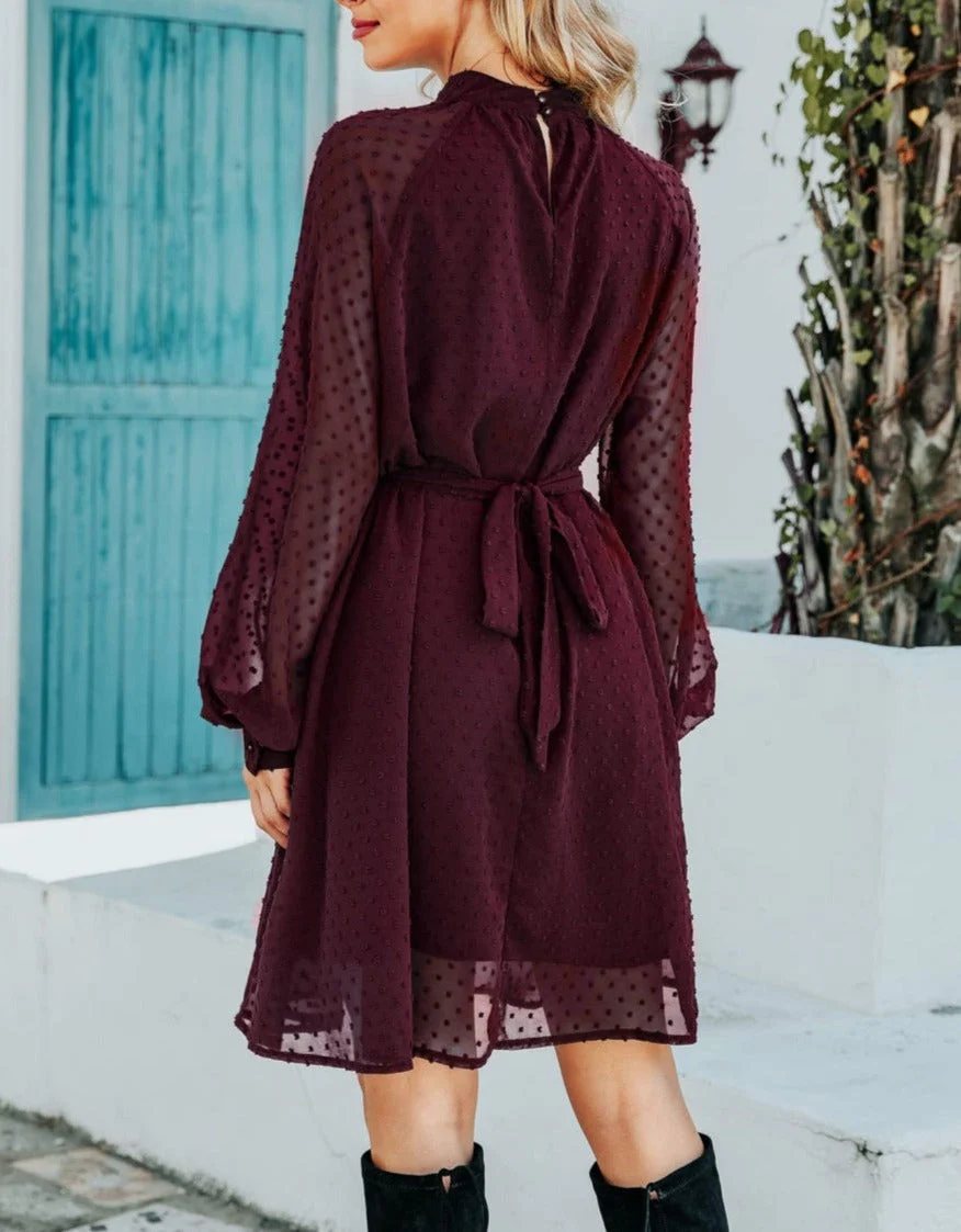 Mesh Sleeve Tie Back Dress - Image 4
