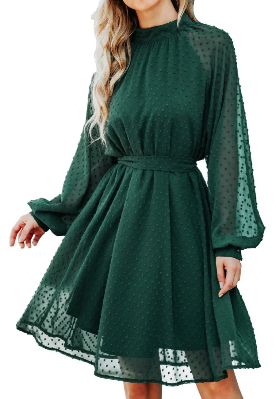 Mesh Sleeve Tie Back Dress - Image 5