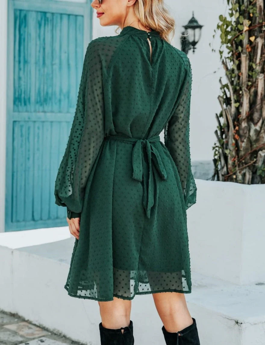 Mesh Sleeve Tie Back Dress - Image 6