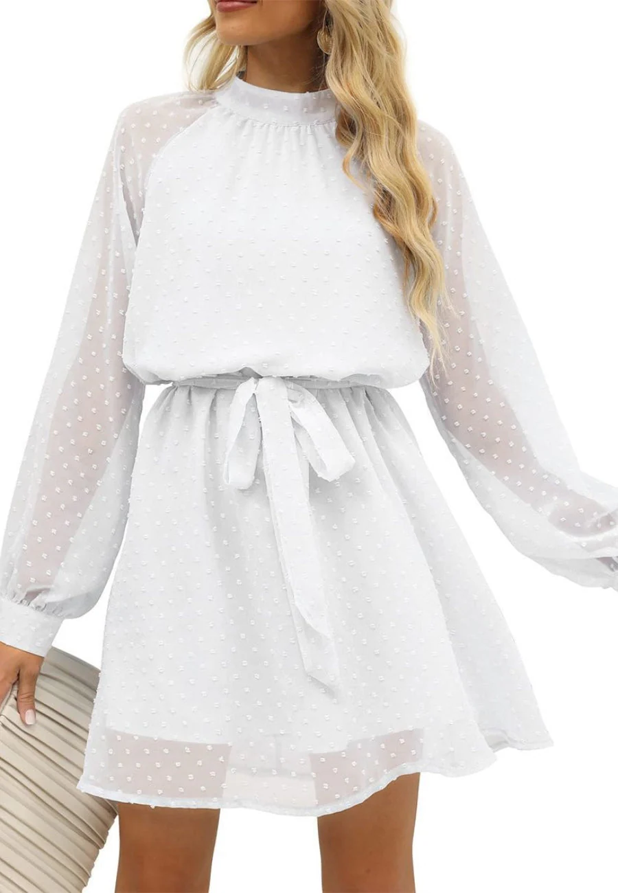 Mesh Sleeve Tie Back Dress - Image 7