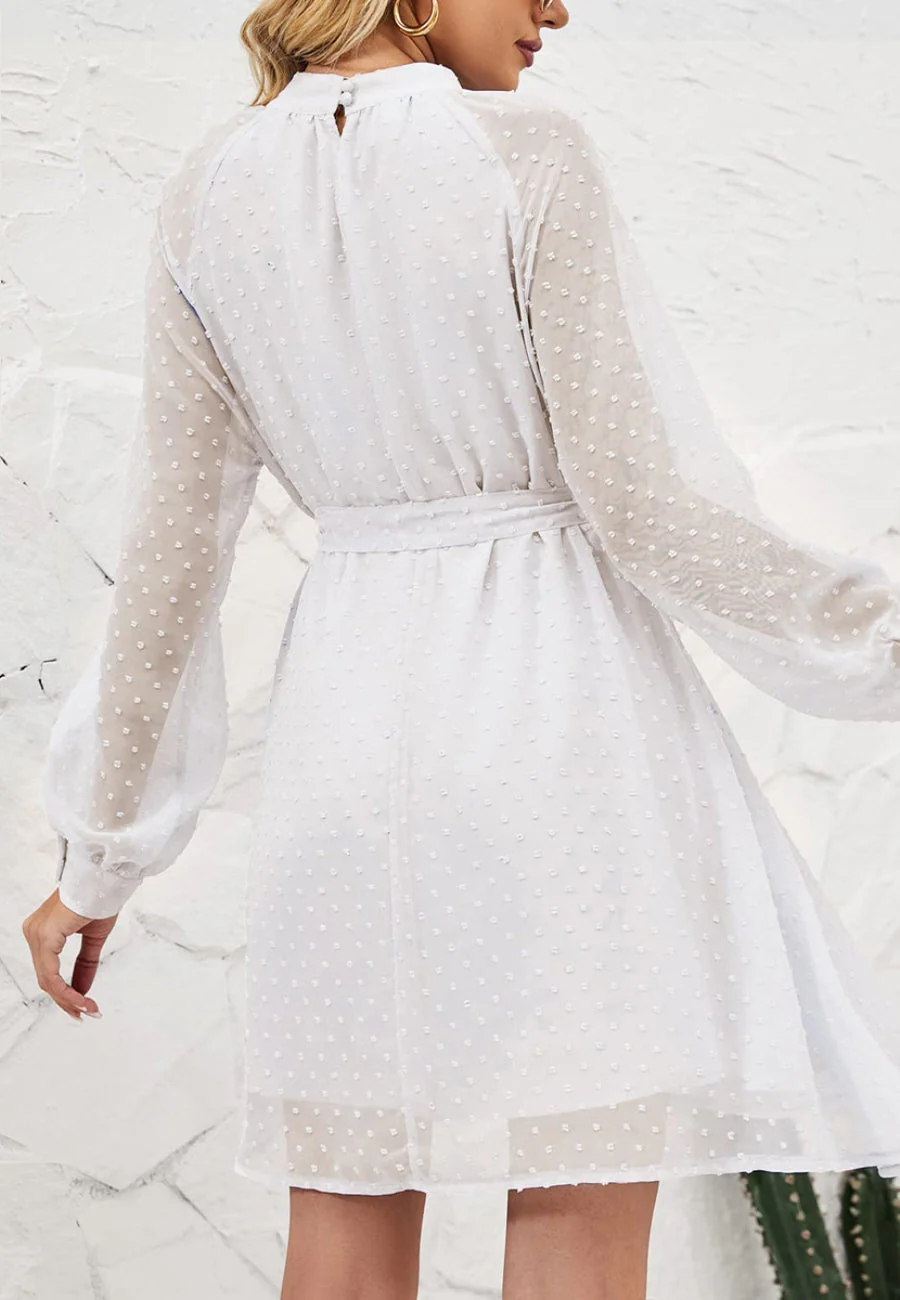 Mesh Sleeve Tie Back Dress - Image 8