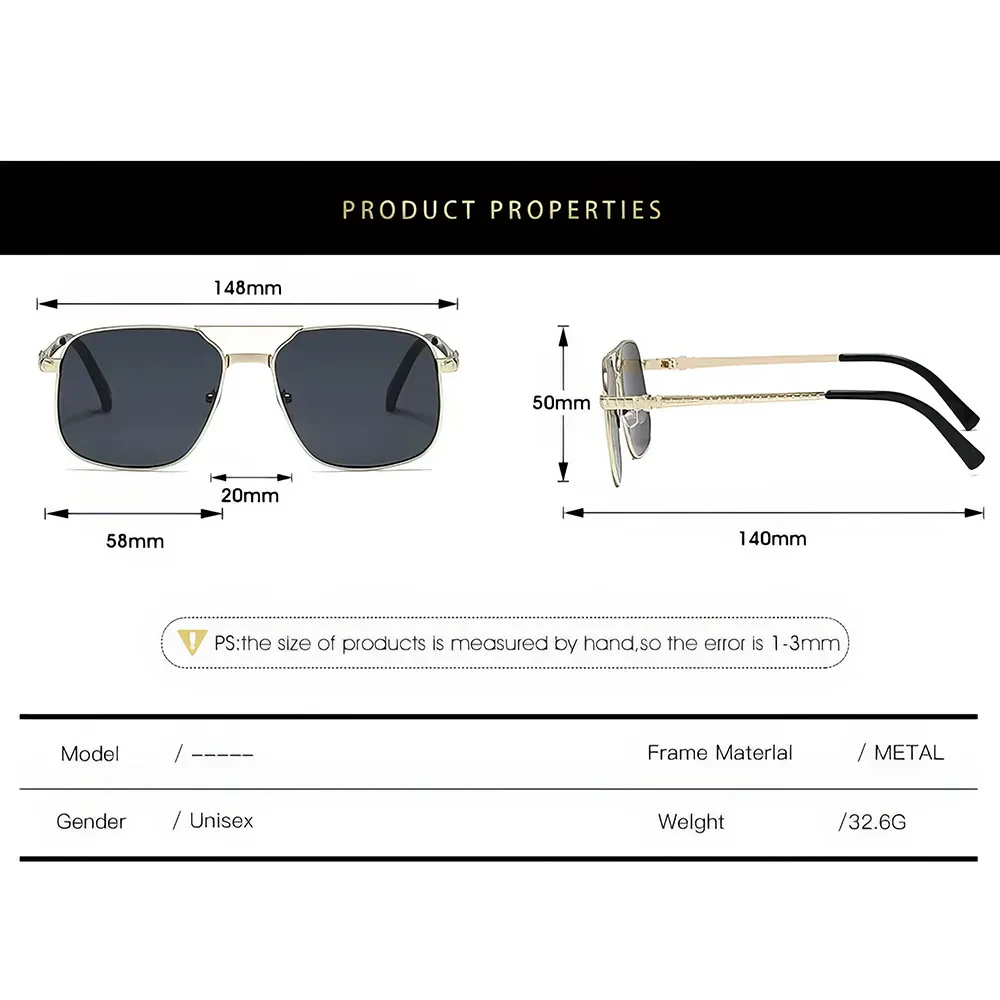 Metal Square Frame Sunglasses - Image 18