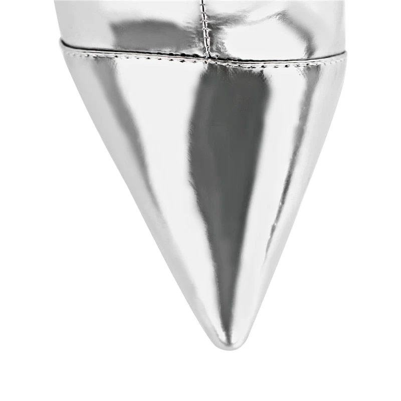 Metallic Leather Heels Boots - Image 10