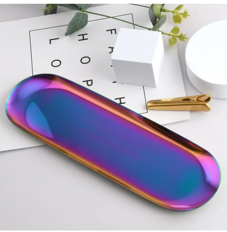 Metallic Long Oval Decorative Tray - Image 3