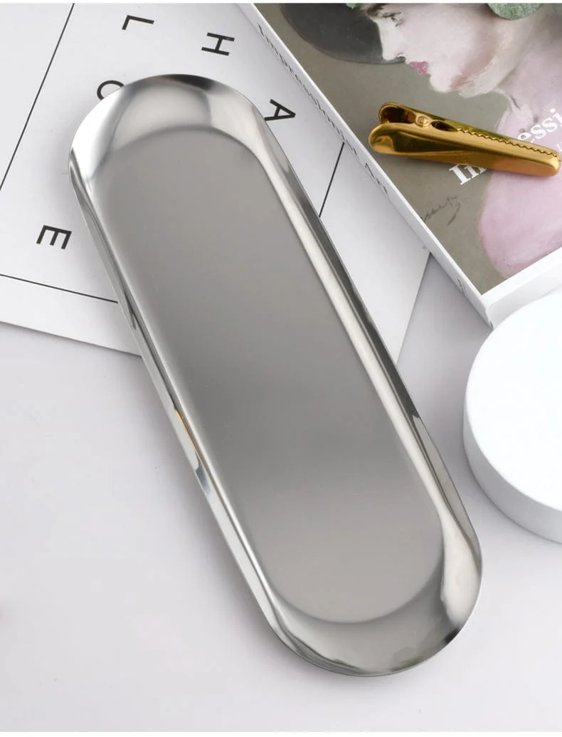 Metallic Long Oval Decorative Tray - Image 4