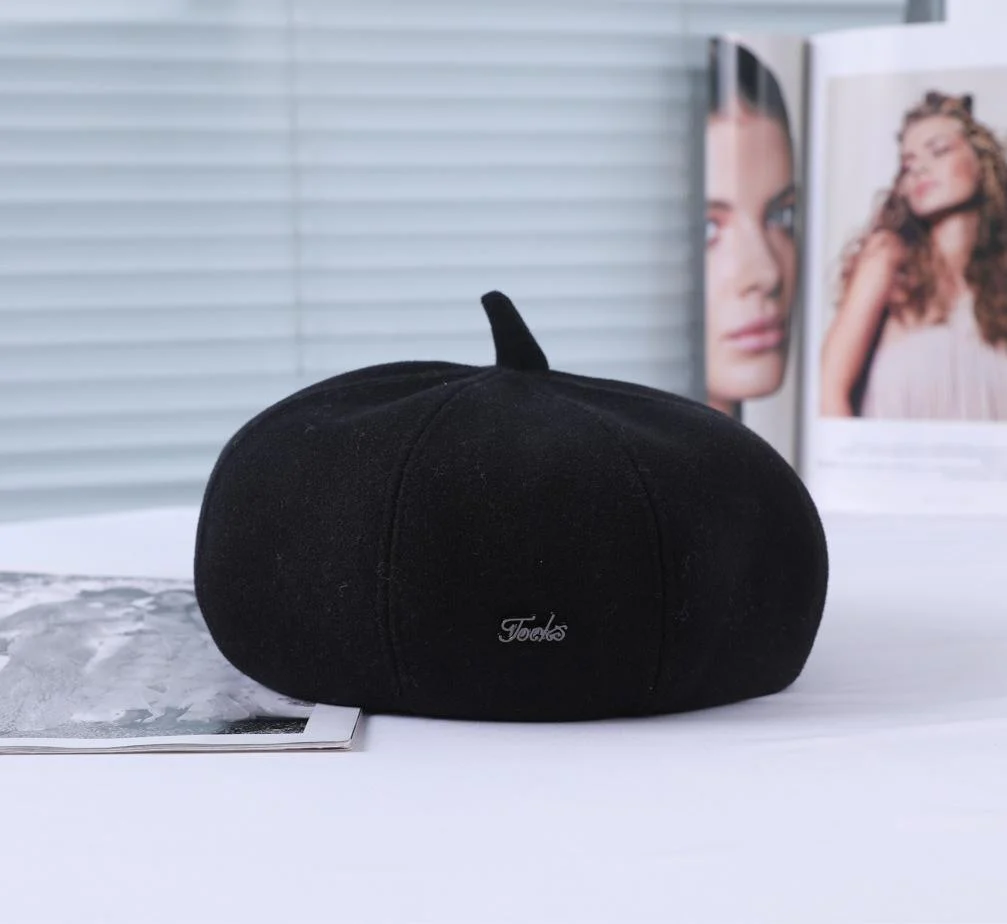 Metallic Text Detail Beret - Image 5