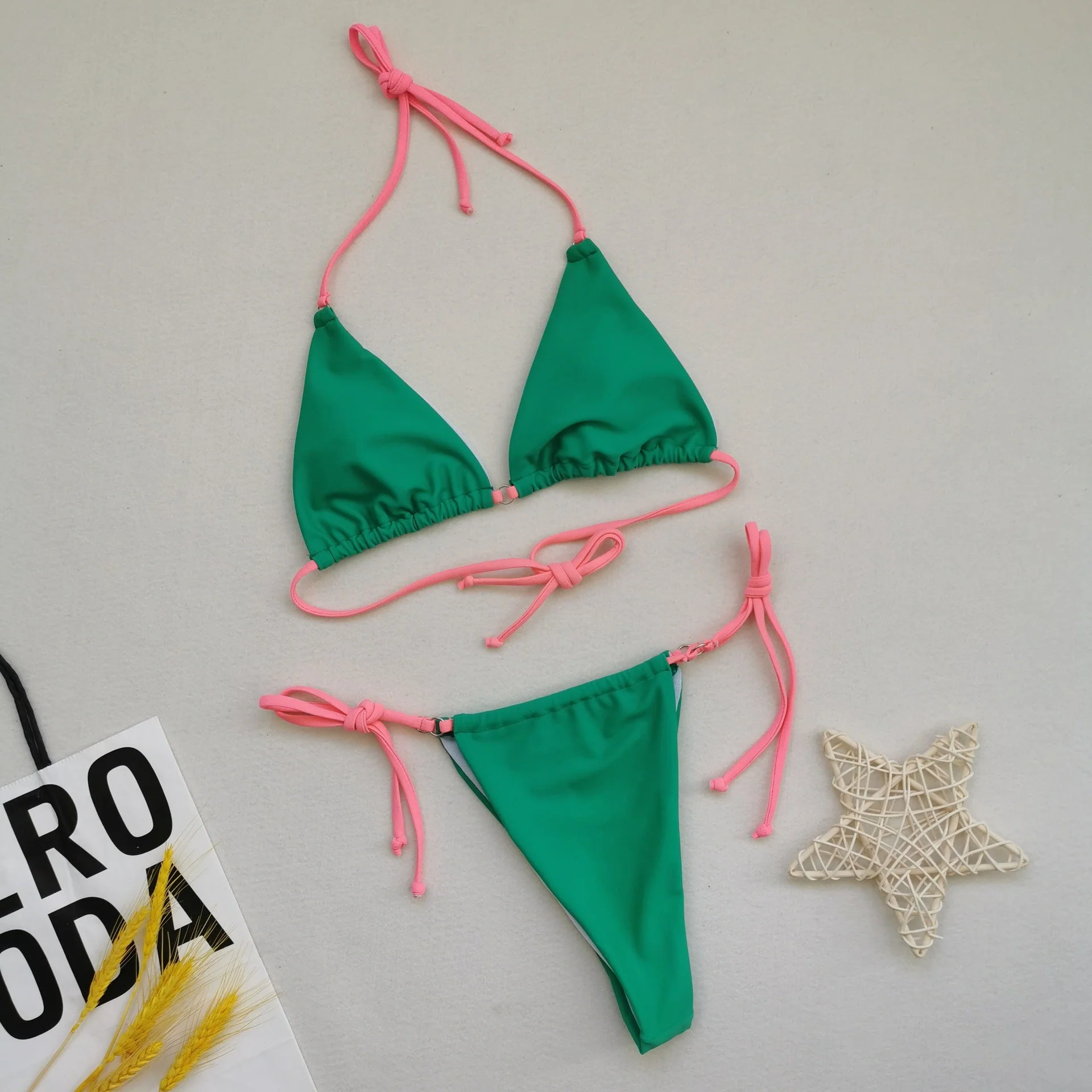 Micro Halter String Triangle Thong Bikini Set - Image 12