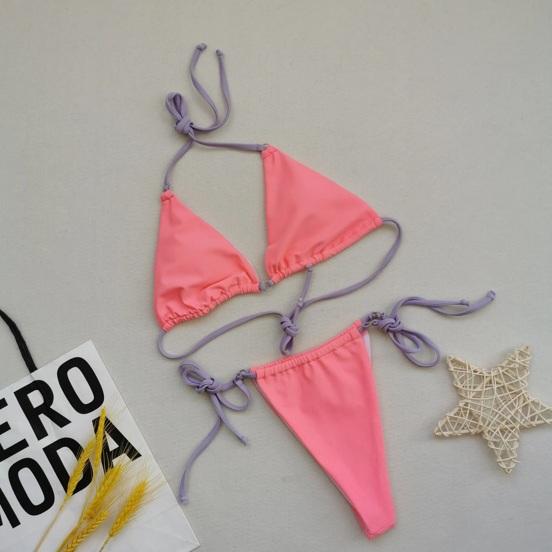 Micro Halter String Triangle Thong Bikini Set - Image 14
