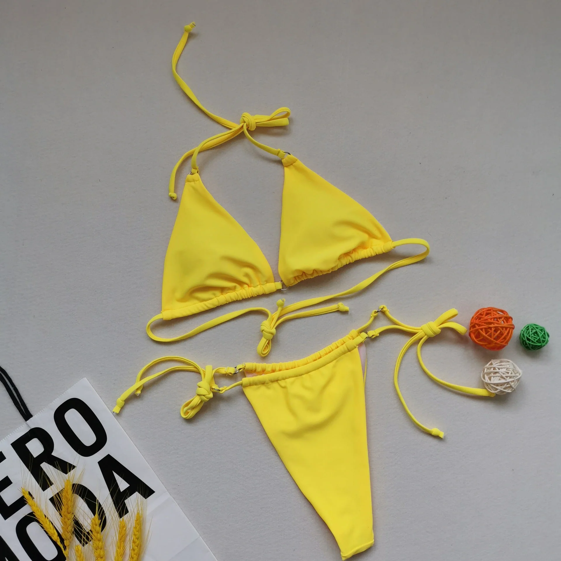 Micro Halter String Triangle Thong Bikini Set - Image 22