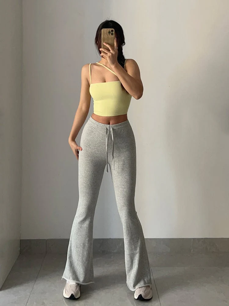 Mid-Rise Drawstring Flare Pants - Image 13