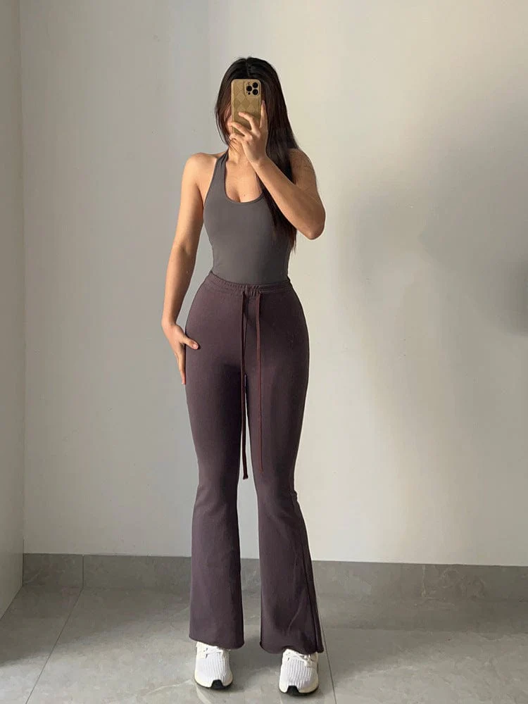 Mid-Rise Drawstring Flare Pants - Image 17