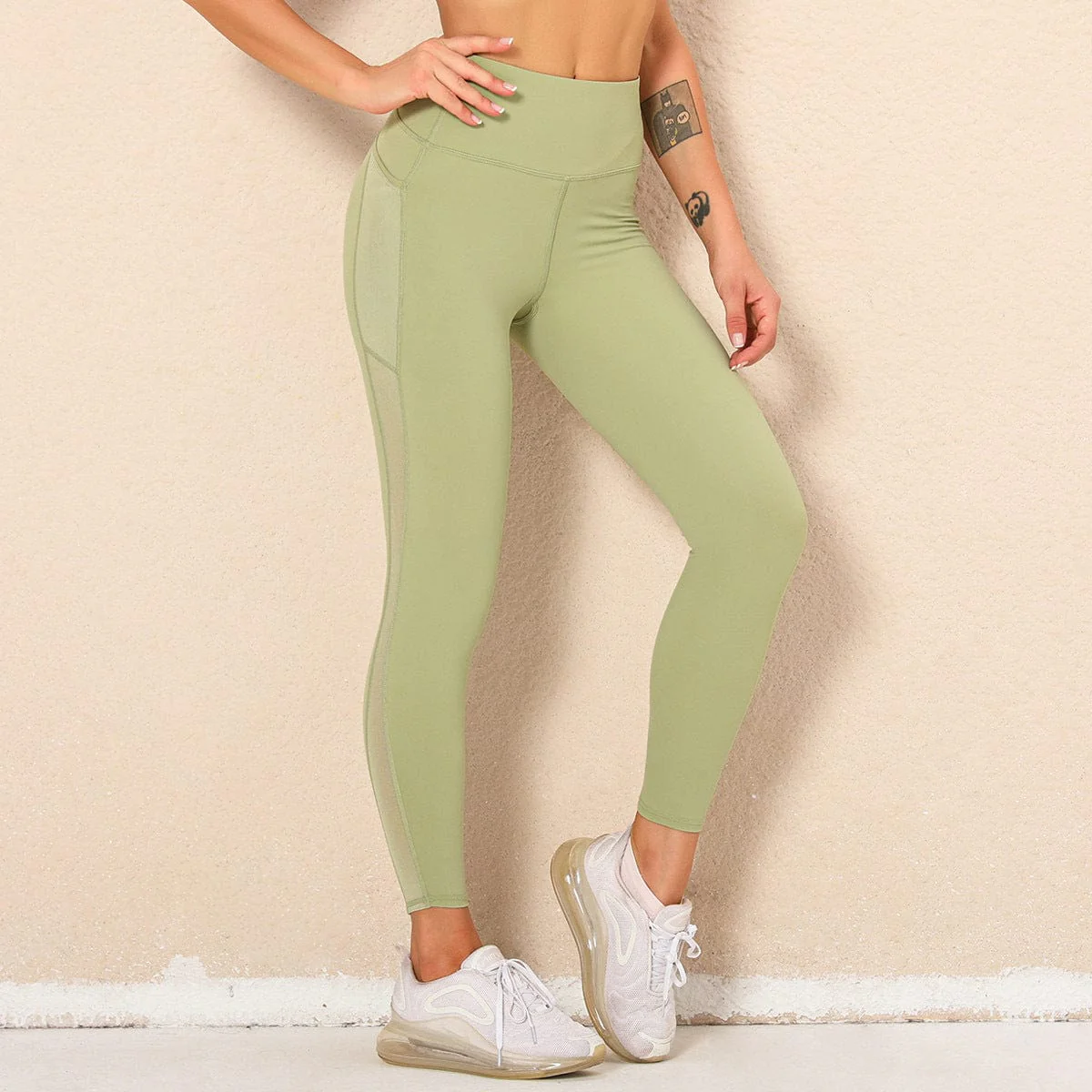Mid Rise Mesh Paneling Leggings - Image 12