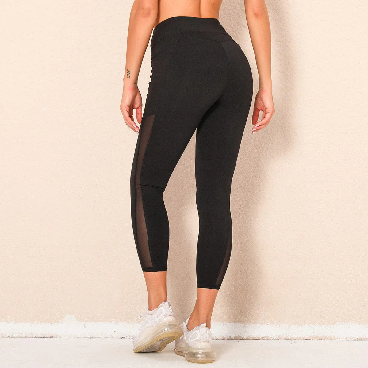Mid Rise Mesh Paneling Leggings - Image 3