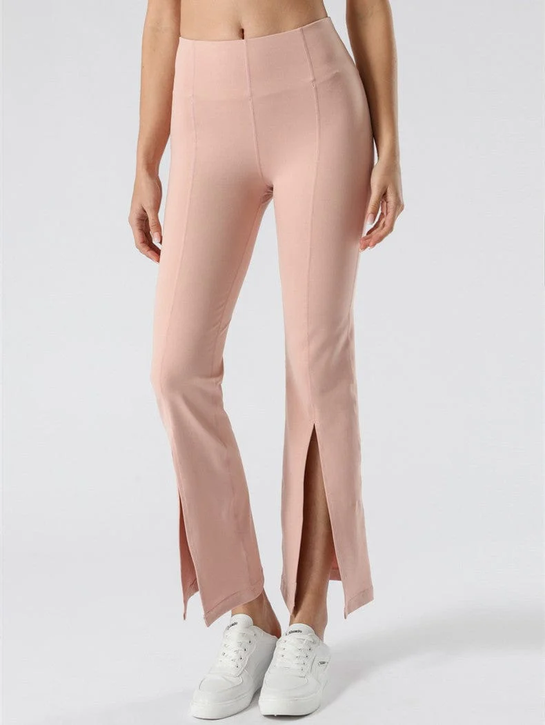 Mid Waist Flare Pants with Center Front Slits - Image 11