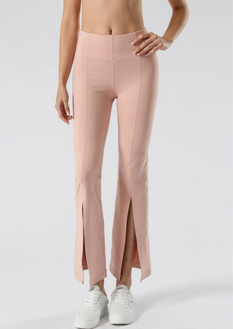 Mid Waist Flare Pants with Center Front Slits - Image 12