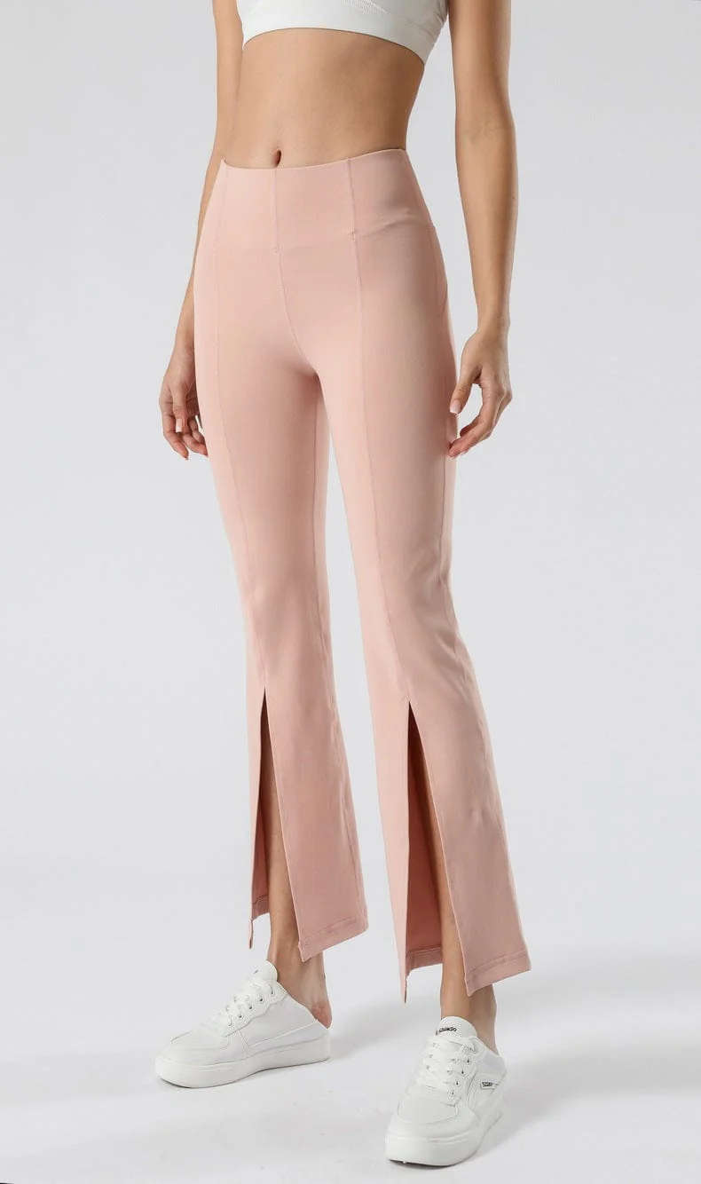 Mid Waist Flare Pants with Center Front Slits - Image 13