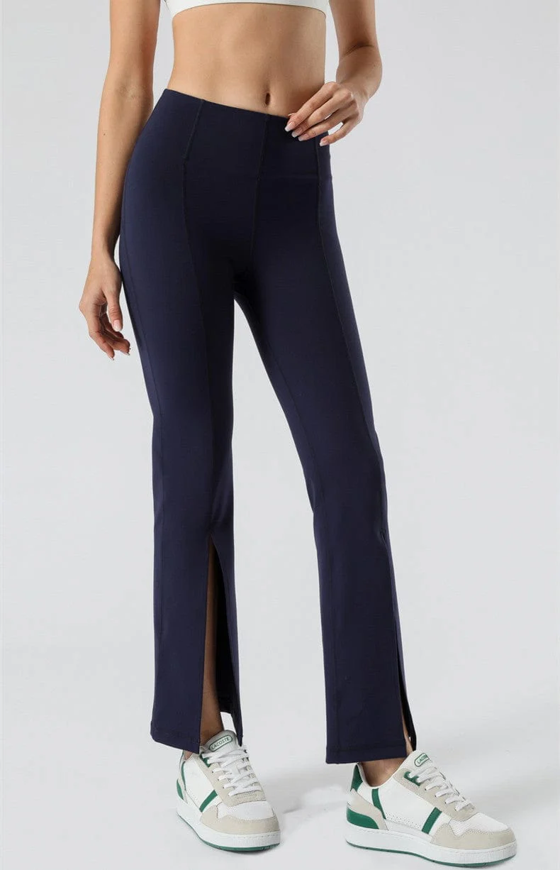 Mid Waist Flare Pants with Center Front Slits - Image 17