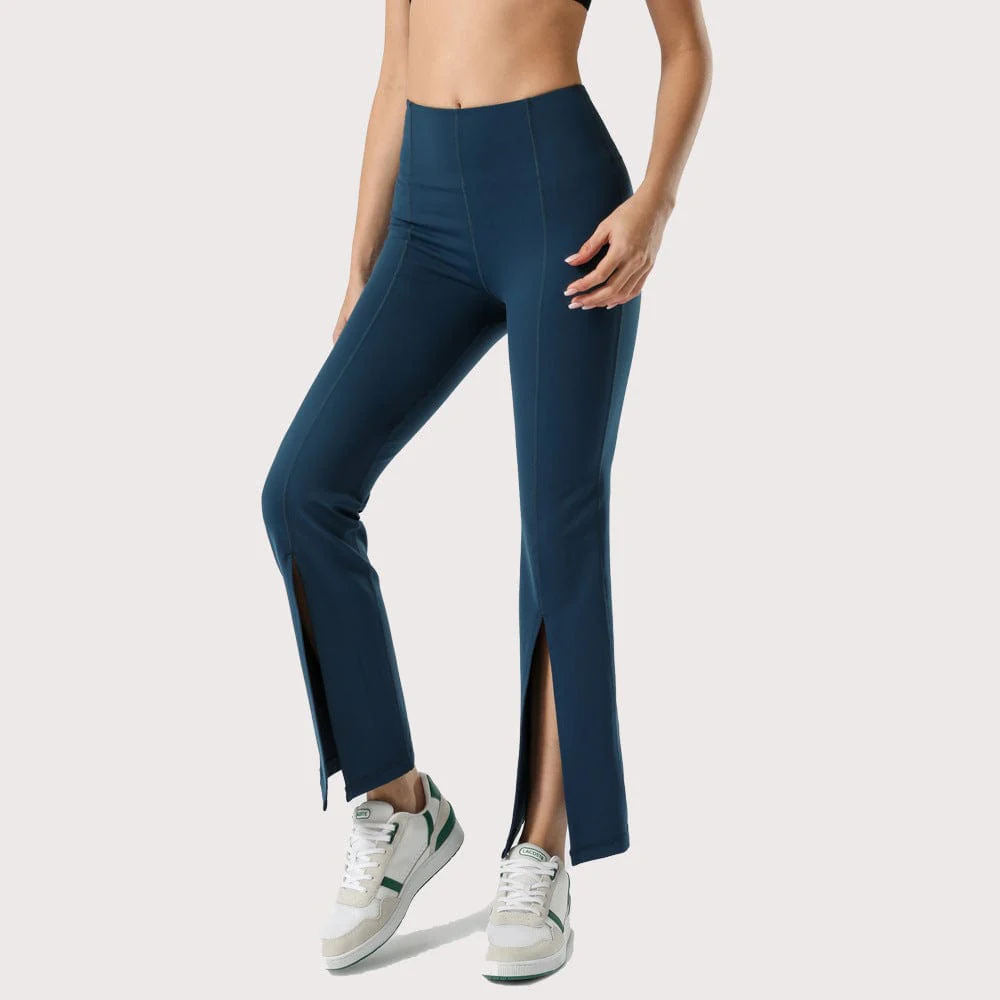 Mid Waist Flare Pants with Center Front Slits - Image 18