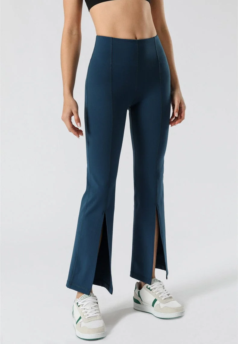 Mid Waist Flare Pants with Center Front Slits - Image 20