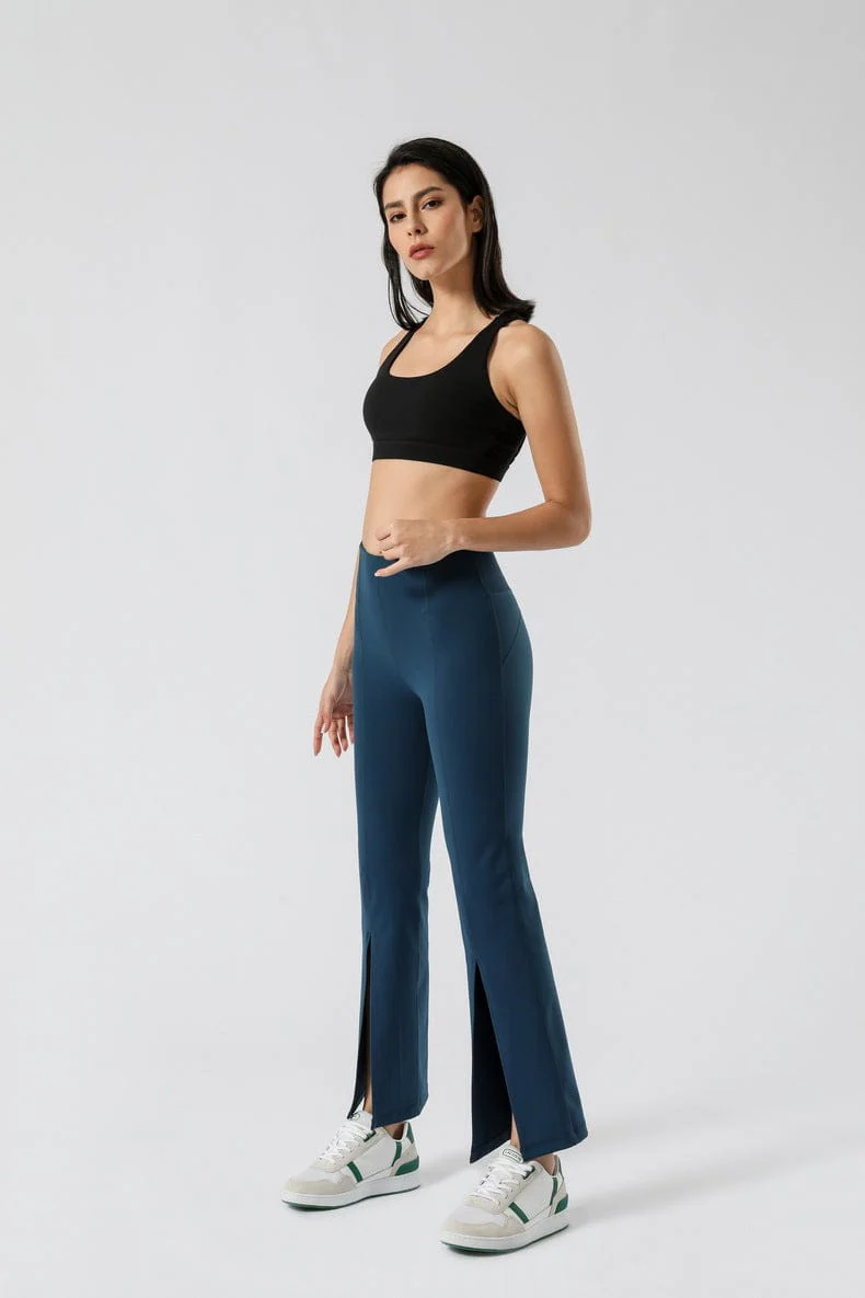 Mid Waist Flare Pants with Center Front Slits - Image 21