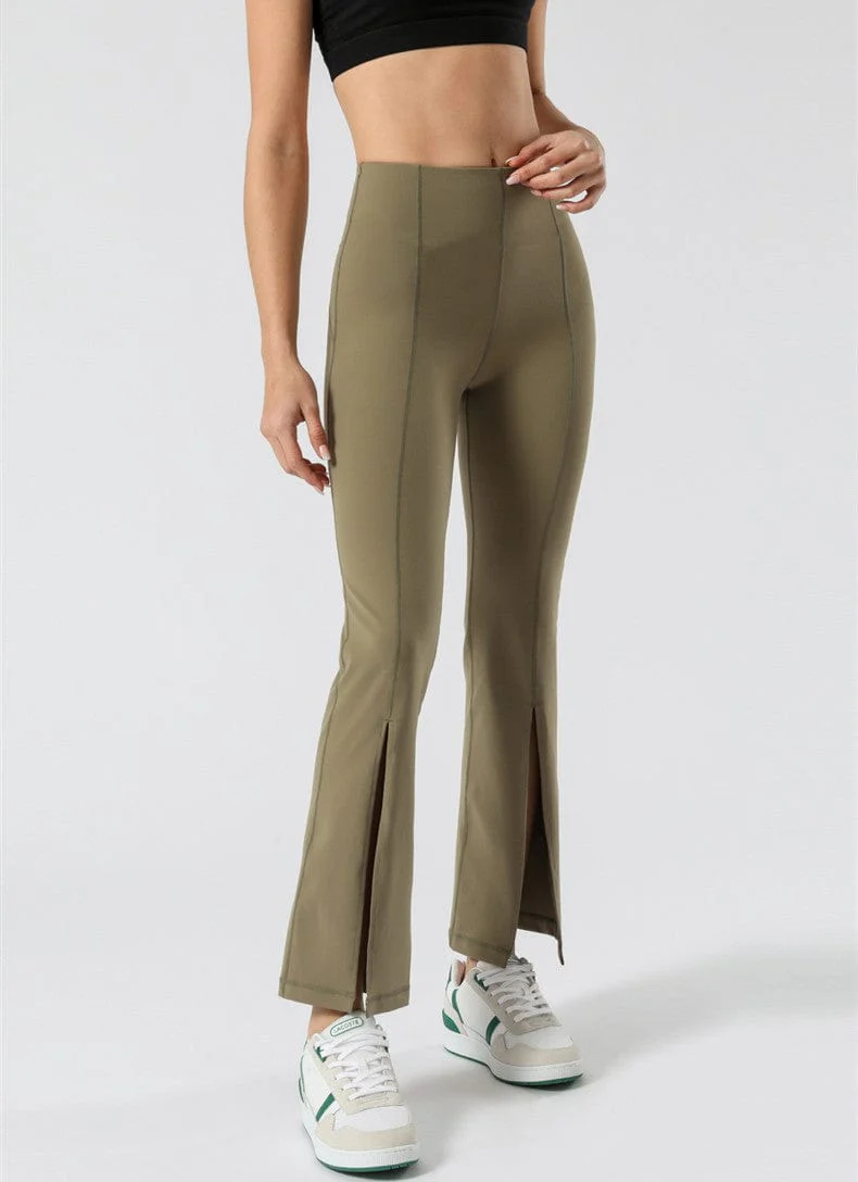 Mid Waist Flare Pants with Center Front Slits - Image 3