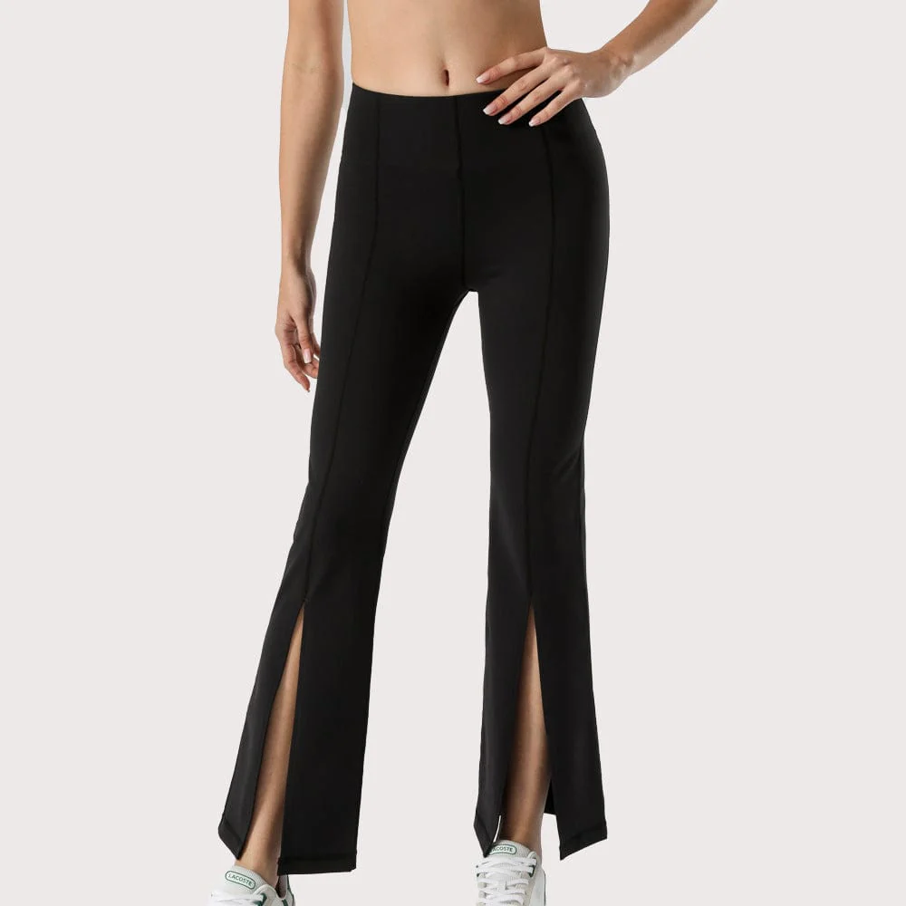 Mid Waist Flare Pants with Center Front Slits - Image 5
