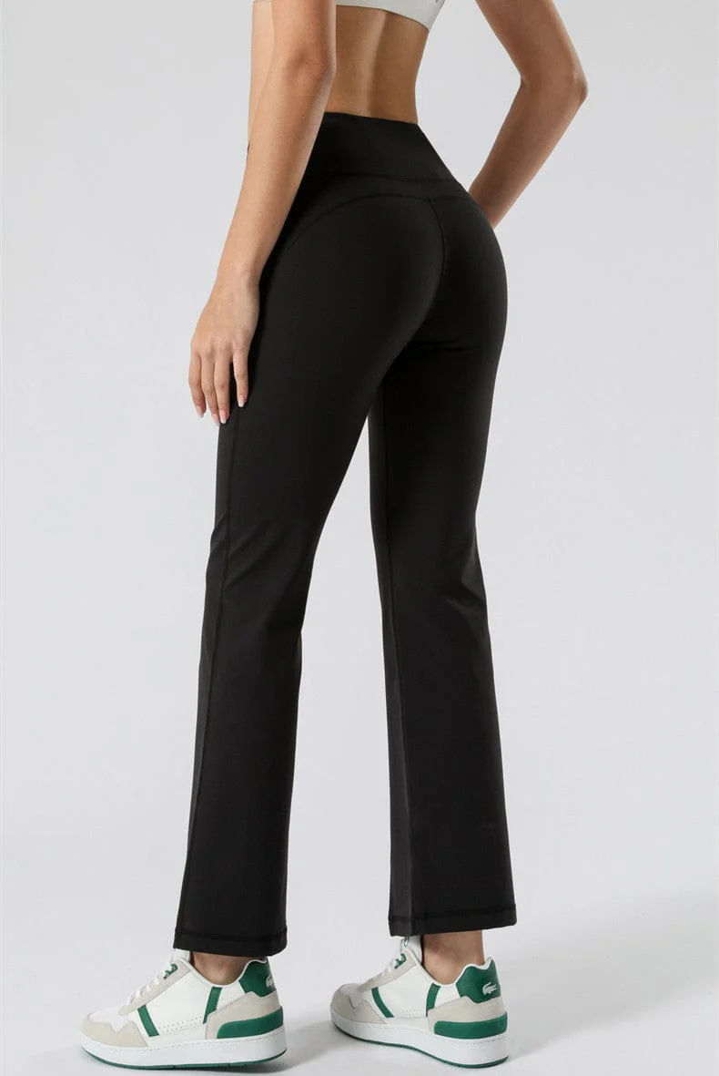 Mid Waist Flare Pants with Center Front Slits - Image 8