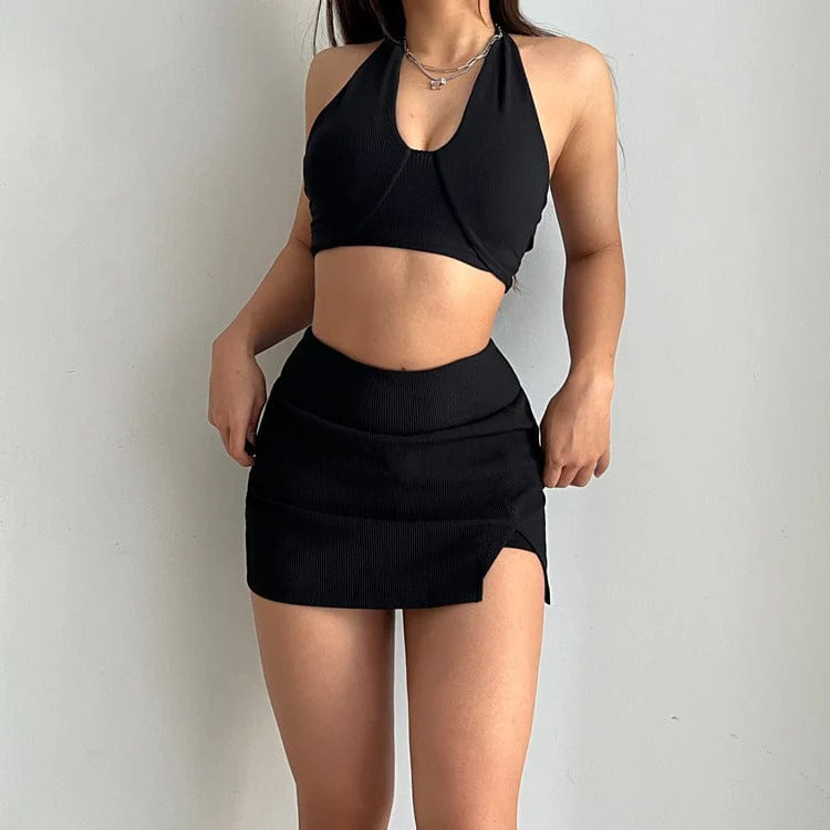 Mini Ribbed Tennis Skort with Side Slit - Image 4