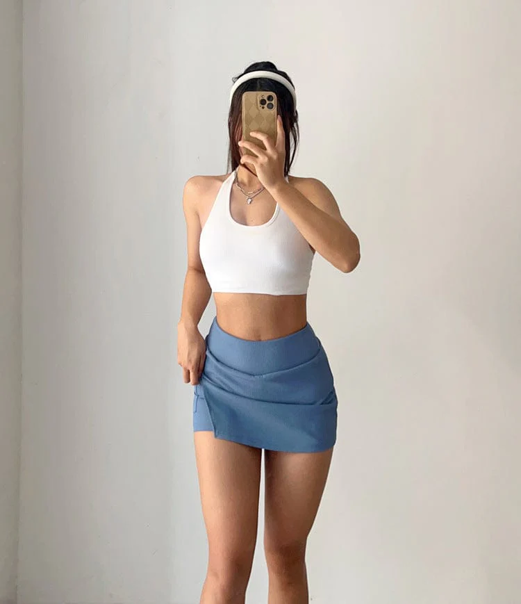 Mini Ribbed Tennis Skort with Side Slit - Image 9