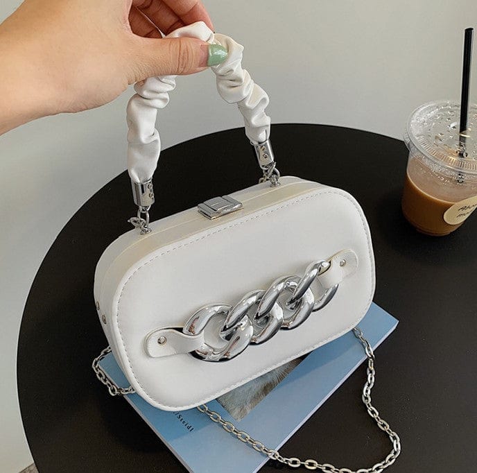 Mini Shoulder Messenger Bag with Silver Chain Links - Image 11
