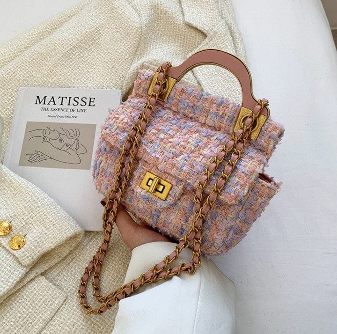 Mini Tweed Crossbody Bag with Handle - Image 3