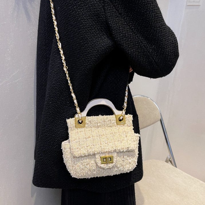Mini Tweed Crossbody Bag with Handle - Image 4