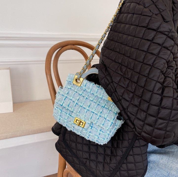 Mini Tweed Crossbody Bag with Handle - Image 6