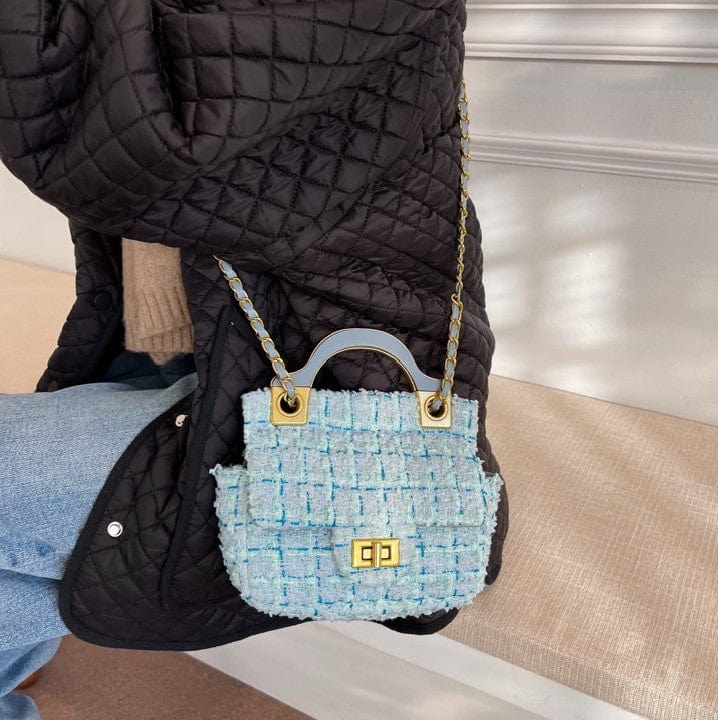 Mini Tweed Crossbody Bag with Handle - Image 7