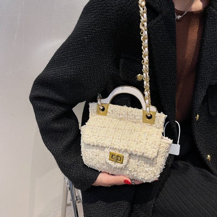 Mini Tweed Crossbody Bag with Handle - Image 9