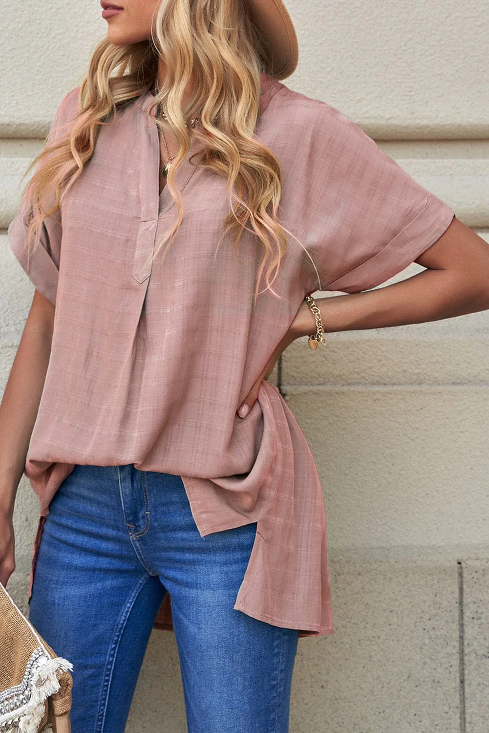 Minimal Plaid Tunic Blouse - Image 11