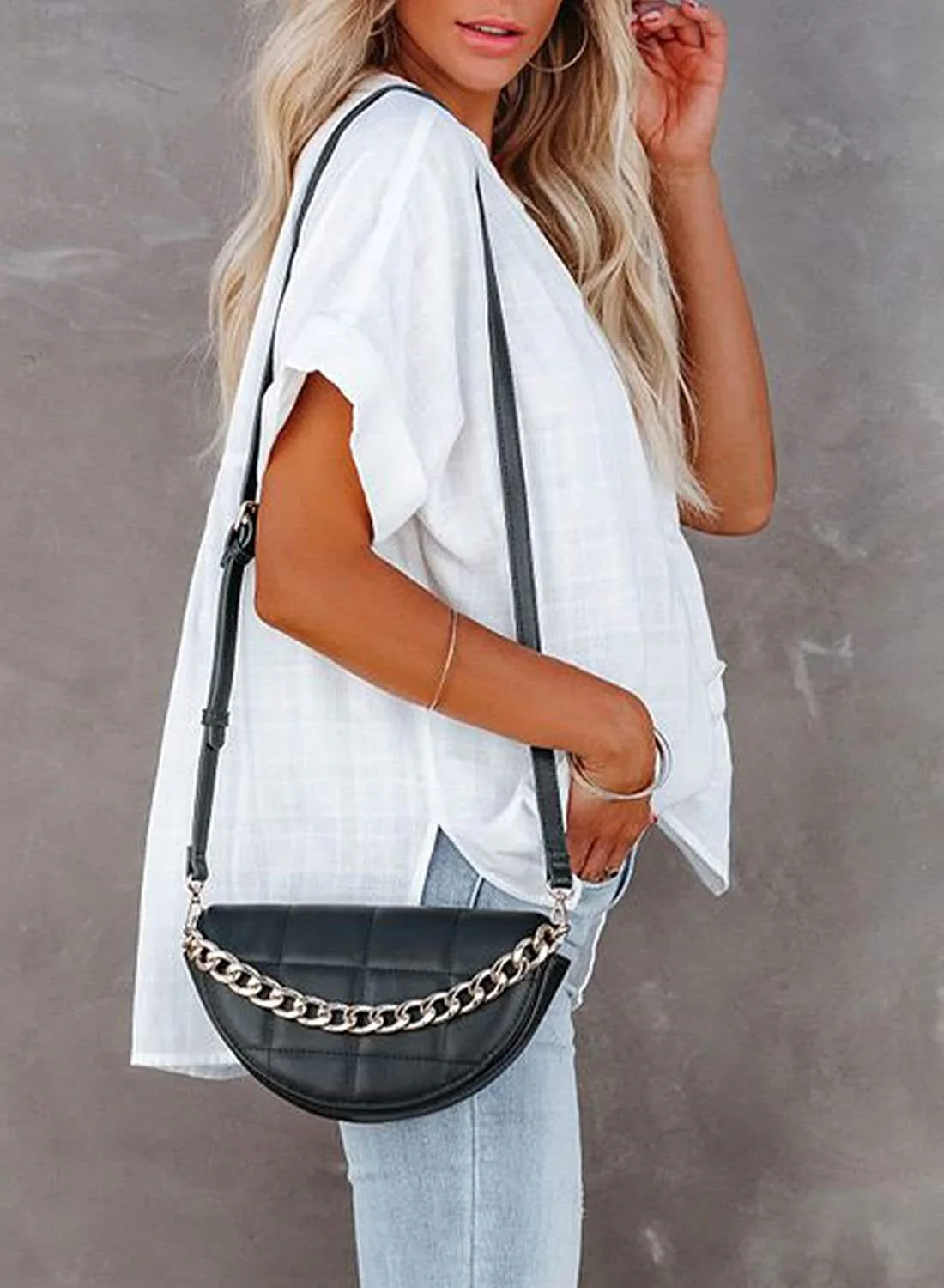 Minimal Plaid Tunic Blouse - Image 12