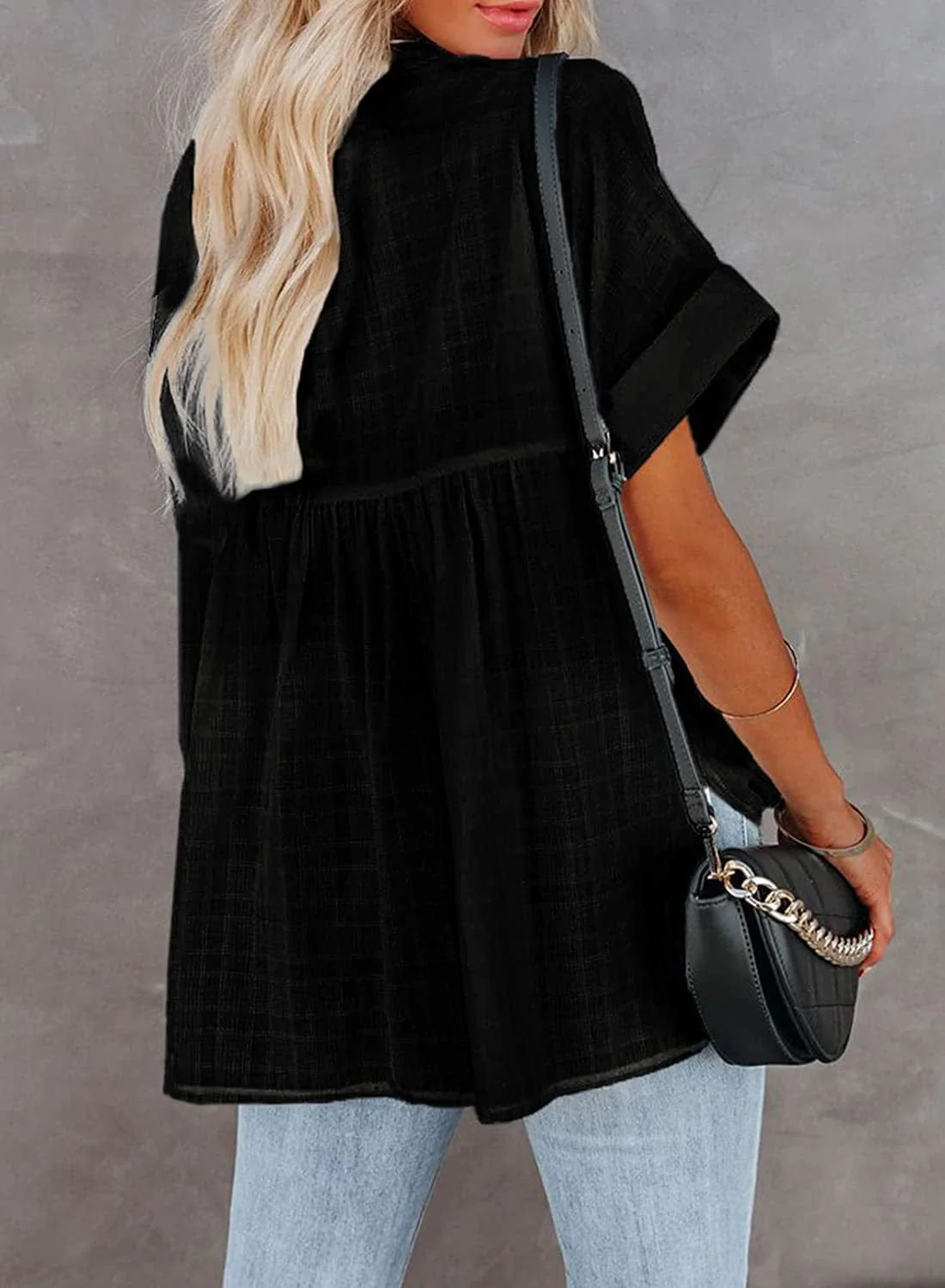 Minimal Plaid Tunic Blouse - Image 8
