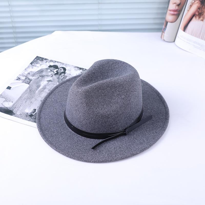 Minimalist Leather Trim Fedora Hat - Image 3