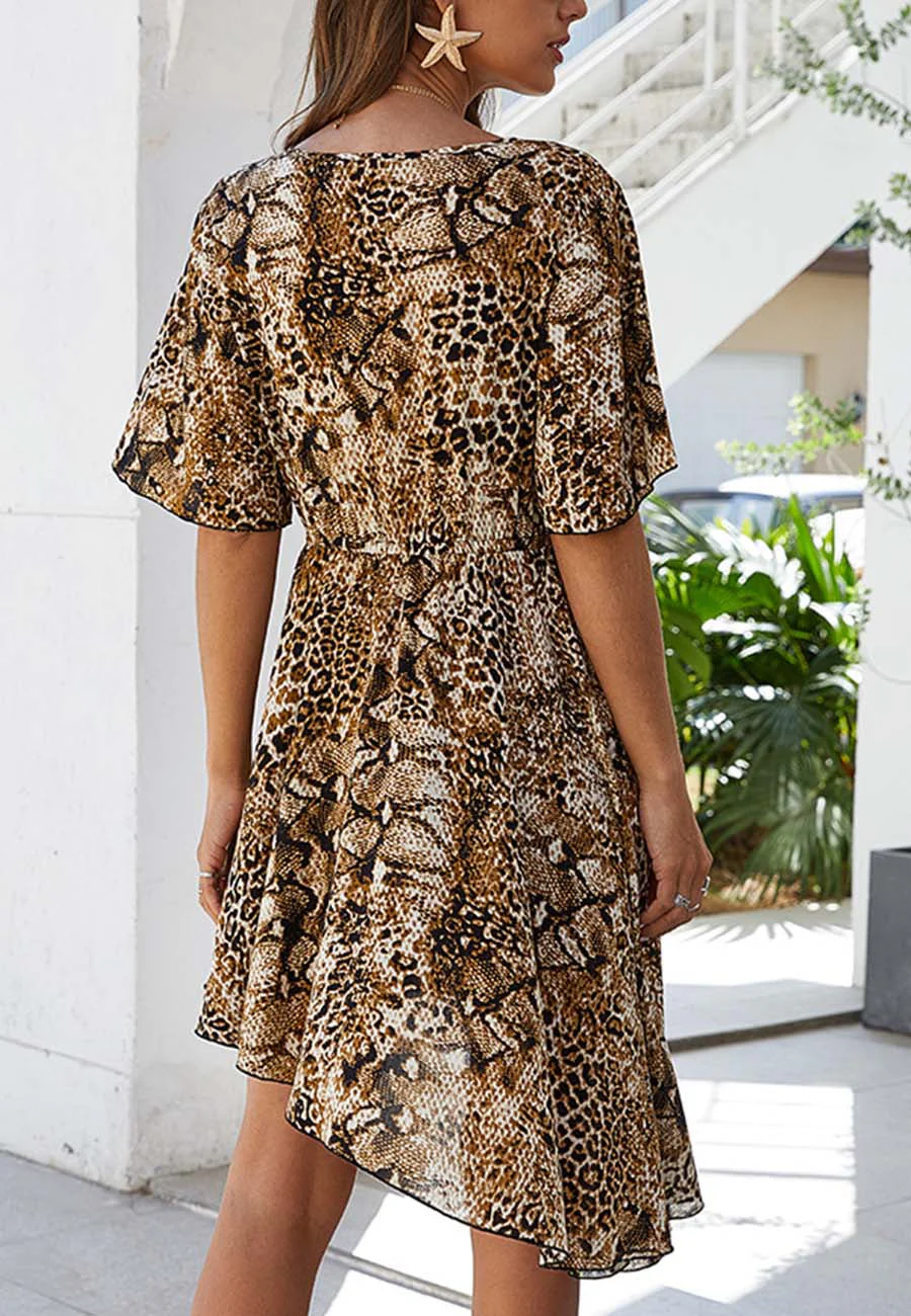 Mixed Animal Print Asymmetrical Dress - Image 2