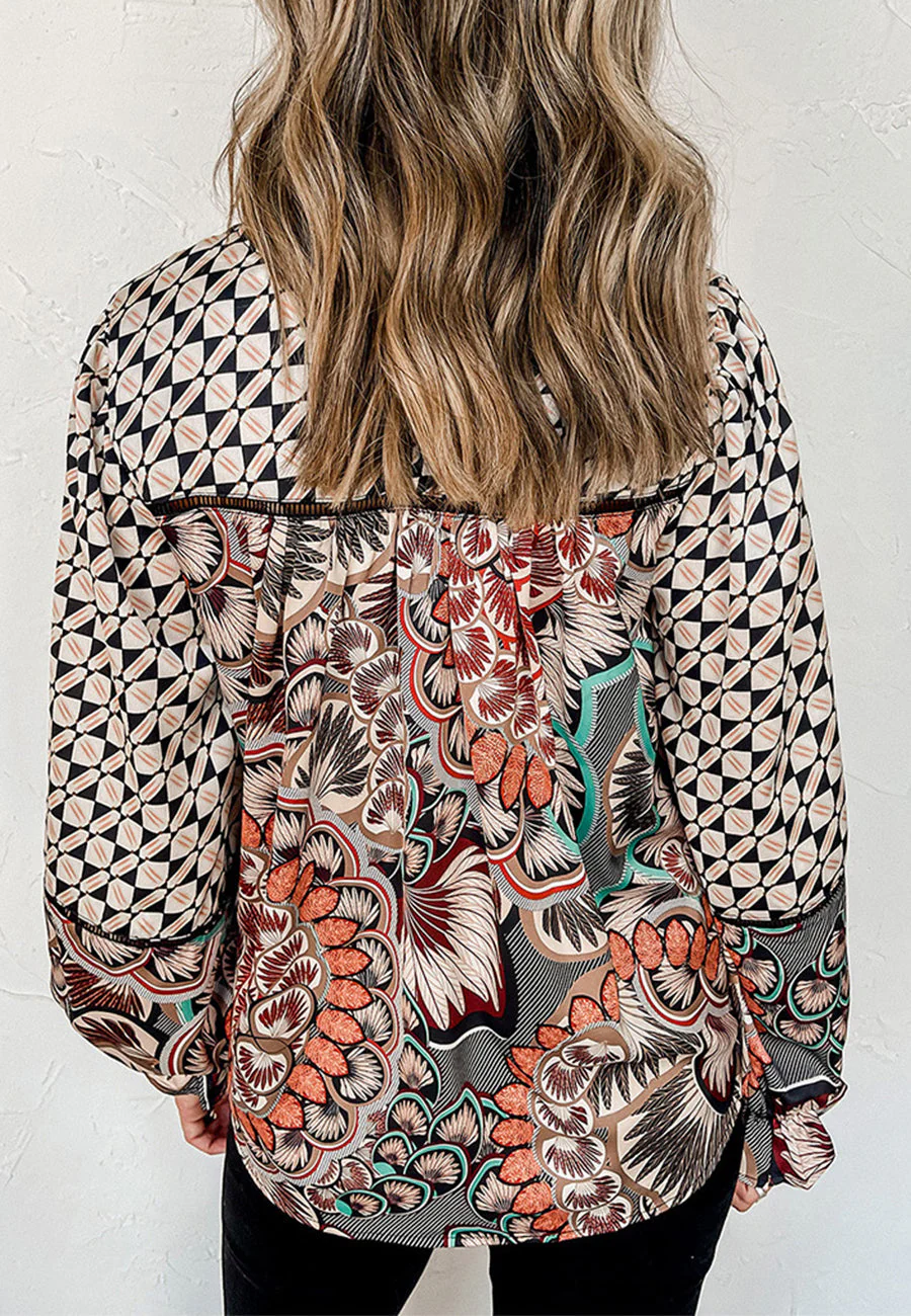 Mixed Geometric Print Blouse - Image 7