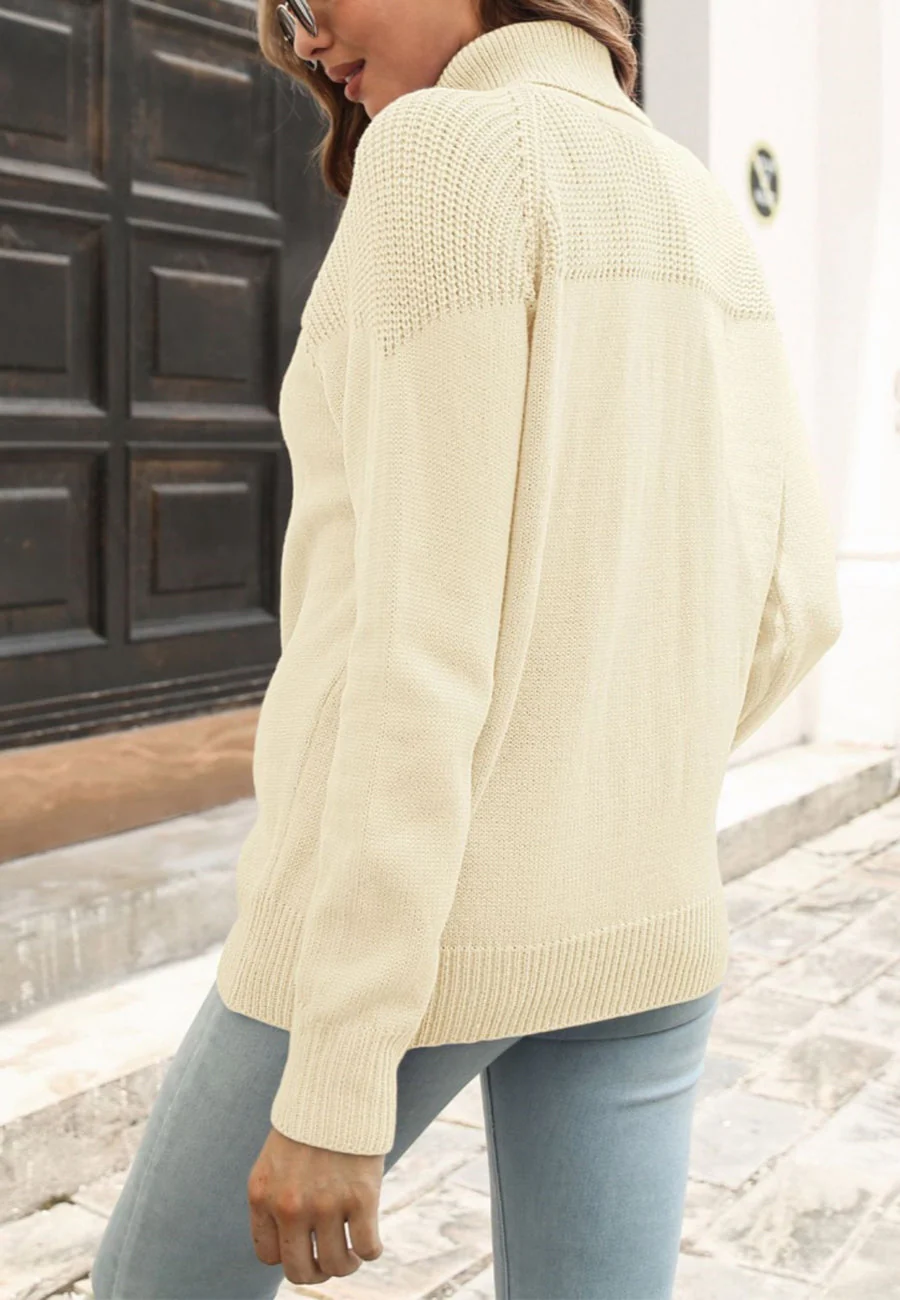 Mixed Knit Turtleneck Sweater - Image 4