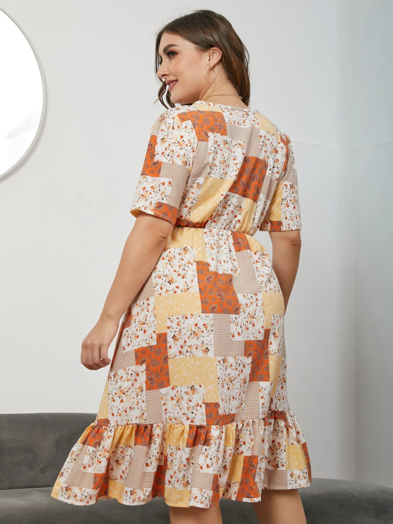 Mixed Patchwork Print Dress - Image 7